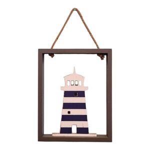 Nautical Lighthouse Wall Hanging Decor - Blue White and Gray